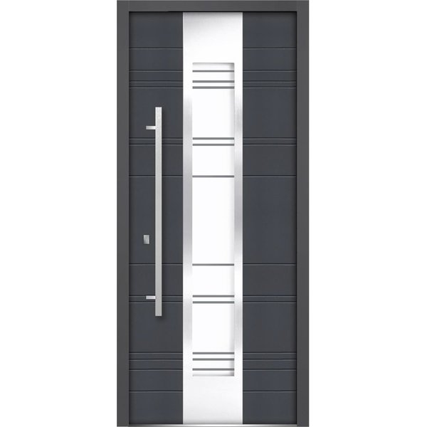 Vdomdoors Front Exterior Prehung Clear Glass Steel DoorDeux 5755 Gray GraphiteLite Inserts Modern DEUX5755ED-GRE